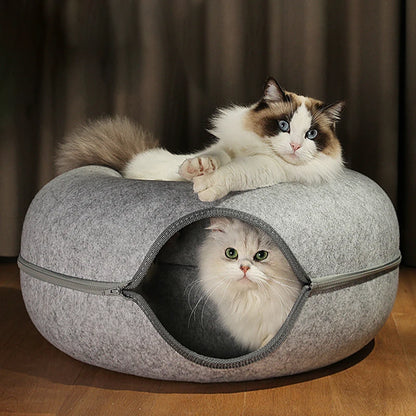 2-in-1 Donut Cat Bed and Pet Tunnel: Fun & Comfort for Your Cats