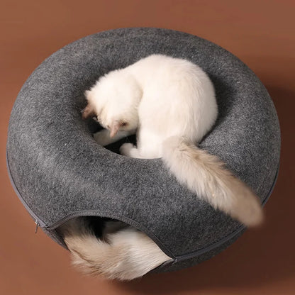 2-in-1 Donut Cat Bed and Pet Tunnel: Fun & Comfort for Your Cats